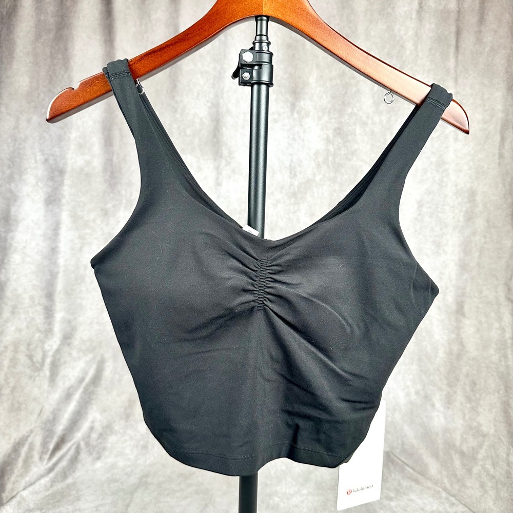Lululemon Align Tank Gathered Front Black Cropped Length Size 8 Rare Find